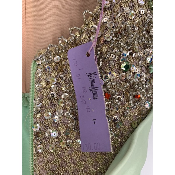 Vintage NEIMAN MARCUS Hand Beaded Maxi Dress Green NOS - Picture 8 of 11